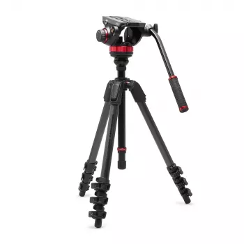 Manfrotto 055 Carbon Fiber Σύστημα βίντεο τριπόδου με κεφαλή 502AH Fluid