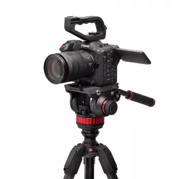 Manfrotto 055 Carbon Fiber Σύστημα βίντεο τριπόδου με κεφαλή 502AH Fluid