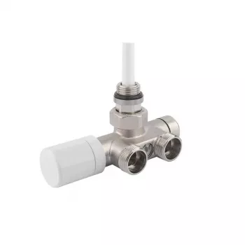 Giacomini V81112Q Θερμοστατική Βαλβίδα Καλοριφέρ Κάτω Μέρος 1/2 ίντσες x 3/4 ίντσες Eurokonus Γωνιακή, Επινικελωμένος Ορείχαλκος