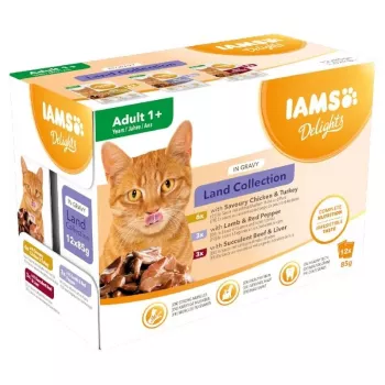 EUKANUBA IAMS DELIGHTS Land Collection σε Σάλτσα Υγρή Τροφή για Γάτες, 12 x 85g φακελάκια, Ενήλικες, Κοτόπουλο, Αρνί & Γαλοπούλα