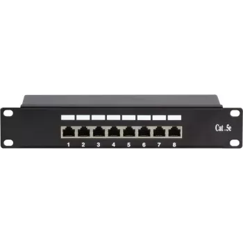 DSIT DS-10Patch5-8FTP Patch panel 10 inch 8 θυρών FTP CAT 5e, τοποθέτηση σε rack 1U, θωρακισμένο RJ45, LSA+ IDC, μαύρο