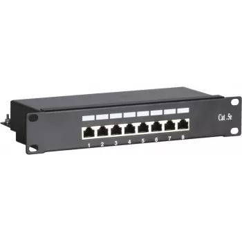 DSIT DS-10Patch5-8FTP Patch panel 10 inch 8 θυρών FTP CAT 5e, τοποθέτηση σε rack 1U, θωρακισμένο RJ45, LSA+ IDC, μαύρο