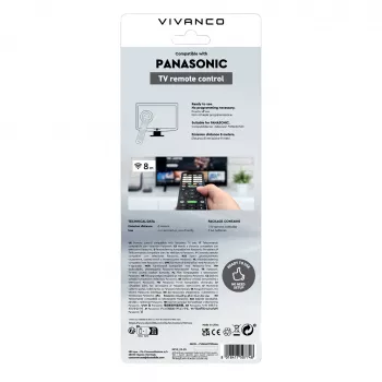Vivanco VVREMOTEPANA Καθολικό τηλεχειριστήριο για τηλεοράσεις Panasonic – προγραμματισμένο, IR, μαύρο