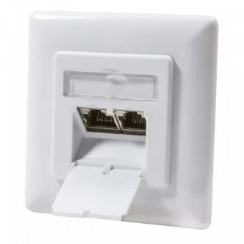 DSIT DC-Wall-In-STP6-VW Κάθετη Εντοιχισμένη Πρίζα Cat. 6 / Κλάση E Θωρακισμένη 2-Port RJ45 Πρίζα Δικτύου, Λευκό