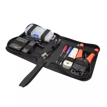 DSIT DC-TOOLSET-PRO Επαγγελματικό σετ εργαλείων δικτύωσης με πένσα πρέσας, tester, εργαλείο τοποθέτησης LSA, πένσες, κατσαβίδια, βύσματα και θήκη με φερμουάρ
