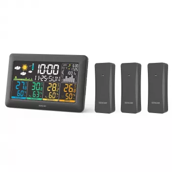 Sencor SWS 6300 μετεωρολογικός σταθμός με έγχρωμη LCD και 3 ασύρματους αισθητήρες, Μαύρο