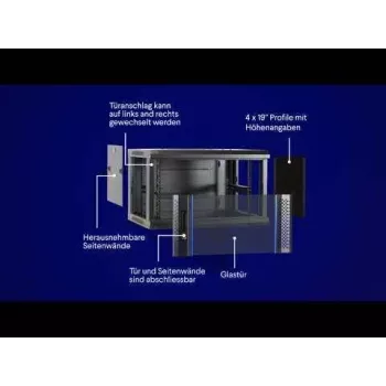 DSIT DS6418W επιτοίχιο κουτί διακομιστή 18U με πόρτα γυαλιού, 600x450x900 mm, λευκό