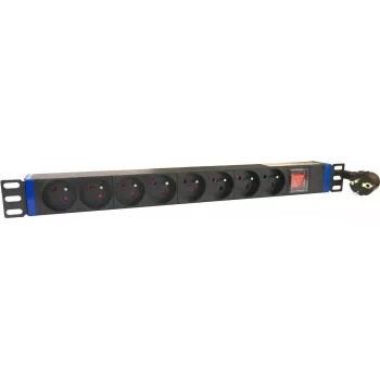 DSIT DS-8PDU-PE PDU rack 19 ιντσών, 8 πρίζες Schuko, 16A, καλώδιο 2m, μαύρο