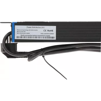 DSIT DS-8PDU-PE PDU rack 19 ιντσών, 8 πρίζες Schuko, 16A, καλώδιο 2m, μαύρο