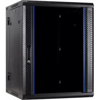 DSIT 18U επιτοίχιο rack διακομιστή με ενισχυμένη γυάλινη πόρτα, αναστρέψιμη, 600x600x900 mm, μαύρο