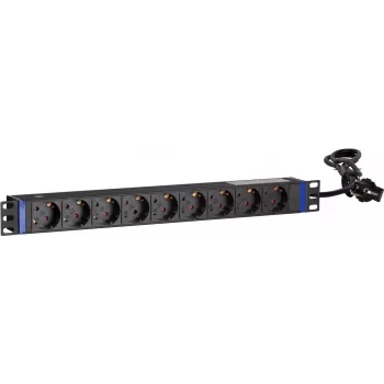 DSIT DS-9PDU 19 ιντσών Μονάδα Διανομής Ισχύος Rackmount - 9 Πρίζες Schuko, 16A, 1U, Μαύρο