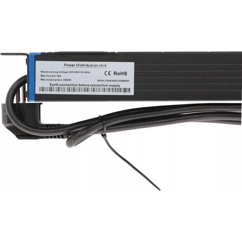 DSIT DS-9PDU 19 ιντσών Μονάδα Διανομής Ισχύος Rackmount - 9 Πρίζες Schuko, 16A, 1U, Μαύρο