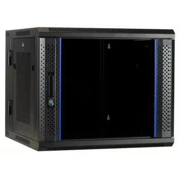 DSIT 6U Επιτοίχιο Ερμάριο Rack με Σκληρυμένη Γυάλινη Πόρτα, Αμφίπλευρο, 600x450 mm, Μαύρο