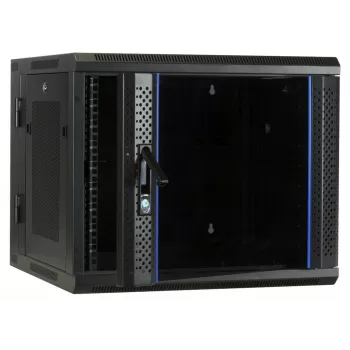 DSIT 6U Επιτοίχιο Ερμάριο Rack με Σκληρυμένη Γυάλινη Πόρτα, Αμφίπλευρο, 600x450 mm, Μαύρο