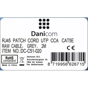 DSIT CAT 5e U/UTP καλώδιο δικτύου, 2m, γκρι, CCA