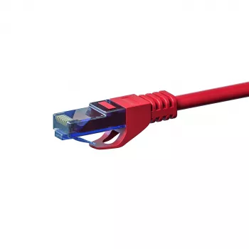 DSIT CAT6a U/UTP 100% χαλκός καλώδιο Ethernet patch, 15m, κόκκινο, 10Gbps, 500MHz, RJ45, Snagless