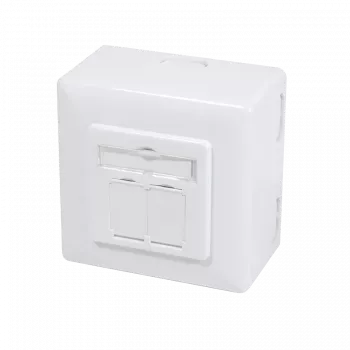 DSIT DC-Wall-Out-STP6A-W επιτοίχια θωρακισμένη διπλή πρίζα δεδομένων RJ45 Cat. 6a, λευκή
