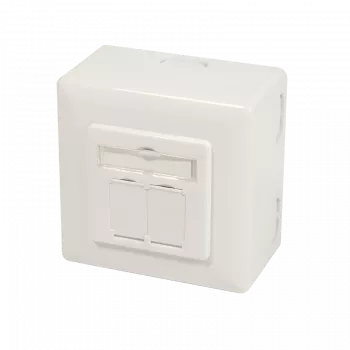 DSIT επιτοίχια θωρακισμένη διπλή πρίζα RJ45 Cat. 6a, ιβουάρ