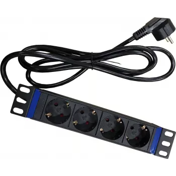 DSIT DS10-4PDU 10 ιντσών Rackmount Μονάδα Διανομής Ισχύος, 4 Πρίζες Schuko, 16A, Μαύρο