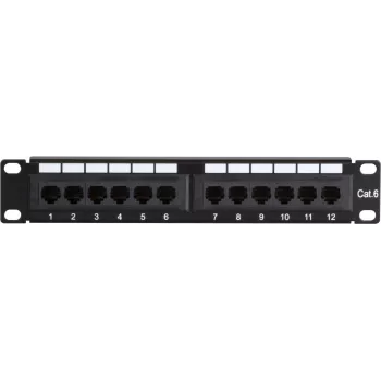 DSIT DS-10Patch6-12UTP 10 inch 12-port UTP CAT6 patch panel, 1U τοποθέτηση σε rack, μαύρο
