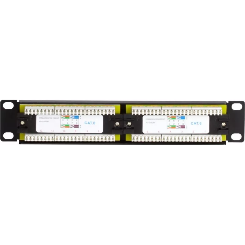 DSIT DS-10Patch6-12UTP 10 inch 12-port UTP CAT6 patch panel, 1U τοποθέτηση σε rack, μαύρο