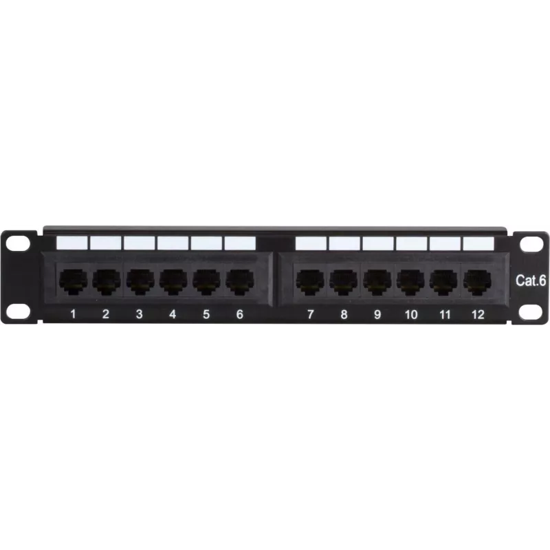 DSIT DS-10Patch6-12UTP 10 inch 12-port UTP CAT6 patch panel, 1U τοποθέτηση σε rack, μαύρο