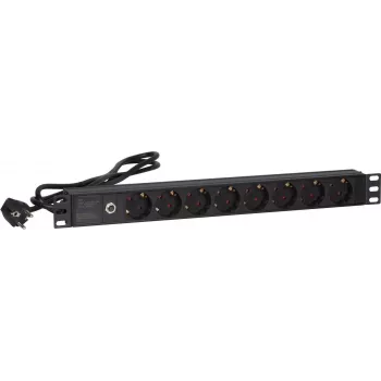 DSIT DS-8PDU-MO 19 inch 8-θέση πολύπριζο προστασίας υπερφόρτωσης master, καλώδιο 0,48 m, μαύρο
