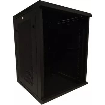 DSIT 15U 19 inch επιτοίχιο rack διακομιστή με γυάλινη πόρτα και διάτρητα πλαϊνά 600x600x770 mm