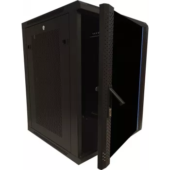 DSIT 15U 19 inch επιτοίχιο rack διακομιστή με γυάλινη πόρτα και διάτρητα πλαϊνά 600x600x770 mm