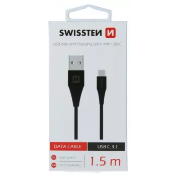 Swissten USB-A σε USB-C 3.1 Gen 1 καλώδιο 1,5 m μαύρο