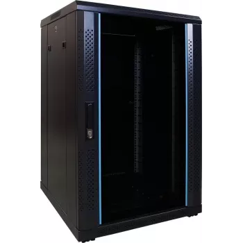 DSIT DS6618 18U 19 ιντσών ντουλάπα rack διακομιστή με γυάλινη πόρτα, 600x600x1000 mm, μαύρο