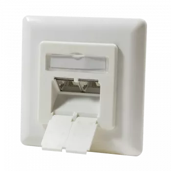 DSIT χωνευτή διπλή υποδοχή RJ45, κάθετη, Cat.6/Class E θωρακισμένη, ιβουάρ