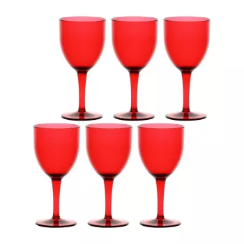 ROSE&TULIPANI FIABA σετ 6 ποτηριών κρασιού ακρυλικών 400 ml, κόκκινο