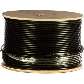 DSIT CAT7 S/FTP καλώδιο εξωτερικής εγκατάστασης 305m, μονοκόμματο αγωγό, μανδύα PE, Fca, διπλά θωρακισμένο, 10 Gbit/s, μαύρο