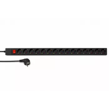DSIT DS-15PDU 15 θέσεων κάθετη μονάδα διανομής ρεύματος rack, 230V 16A, πρίζες Schuko, καλώδιο 2m, μαύρο