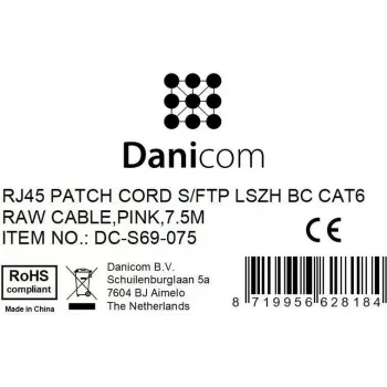 DSIT CAT 6 καλώδιο δικτύου LSOH - S/FTP - 7,5 m - ροζ
