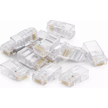 DSIT DANICOM UTP RJ45 Cat5e βύσματα δικτύου Pass-Through για εύκαμπτους και συμπαγείς αγωγούς (συσκευασία 10 τεμ.)