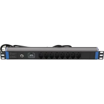 DSIT DS-8PDU-CH-SPO πολύπριζο 8 θέσεων ελβετικού τύπου με προστασία υπέρτασης και υπερφόρτωσης, καλώδιο 1,8 m, μαύρο