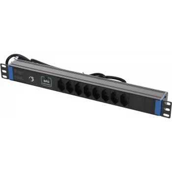 DSIT DS-8PDU-CH-SPO πολύπριζο 8 θέσεων ελβετικού τύπου με προστασία υπέρτασης και υπερφόρτωσης, καλώδιο 1,8 m, μαύρο