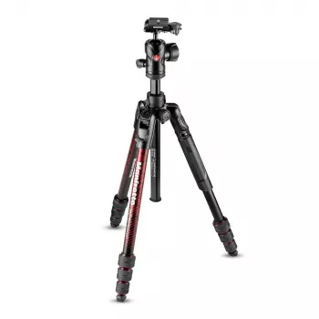 Manfrotto MKBFRTA4RD-BH Befree 4-Section αλουμινένιο ταξιδιωτικό τρίποδο με κεφαλή μπάλας, κόκκινο