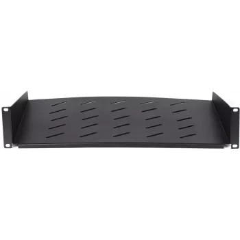 DSIT DS-FH2U400 ράφι σταθερό 2U για επιτοίχια ερμάρια βάθους 600 mm, βάθος 400 mm, μαύρο