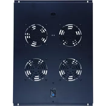 DSIT DS-FT80 Μονάδα ψύξης rack διακομιστή 4 ανεμιστήρων με θερμοστάτη για ντουλάπια βάθους 800 mm, 1U, 230V, Μαύρο