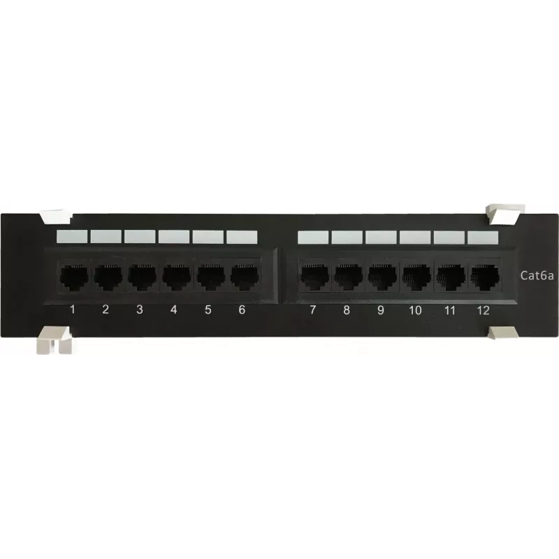 DSIT CAT 6a Patch panel τοίχου, 12-Port UTP, μαύρο