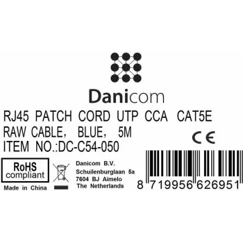 DSIT CAT 5e U/UTP Καλώδιο δικτύου Patch, 5m, Μπλε, CCA, RJ45 (DC-C54-050)