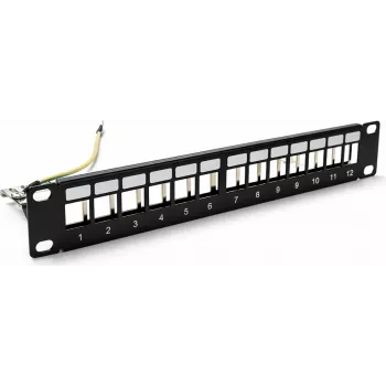 DSIT DS10-Patch-12STP 10 inch STP Keystone Patch Panel, 12 Θύρες, θωρακισμένο, 1U, μαύρο