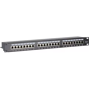 DSIT CAT 6 FTP Netzwerk-Patchpanel 19 inch 24-Port 1U LSA Stahlblech DS-Patch6-24FTP