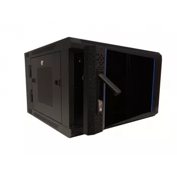 DSIT DS6606ZP-DOUBLE 6U Περιστρεφόμενο Ερμάριο Δικτύου Επίτοιχης Τοποθέτησης με Γυάλινη Πόρτα, 600x450x370 mm, Μαύρο
