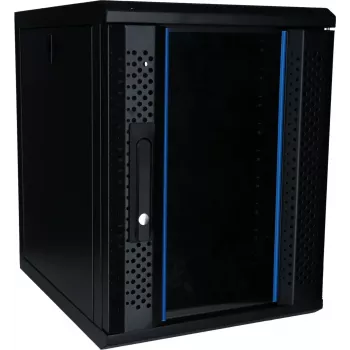 DSIT 9U 10 ιντσών rack διακομιστή τοίχου με γυάλινη πόρτα, 370x450x486 mm, μαύρο