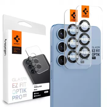 Spigen Optik Pro Glas.tR EZ Fit προστασία κάμερας συσκευασία 2 τεμ. για Samsung Galaxy S25 - μαύρο