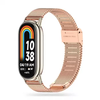 Λουράκι από ανοξείδωτο ατσάλι Tech-Protect MilaneseBand για Xiaomi Smart Band 8, ροζ χρυσό